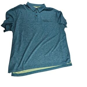 Duluth Mens Relaxed Fit Polo Shirt Teal Heathered Short Sleeve Size 2XL